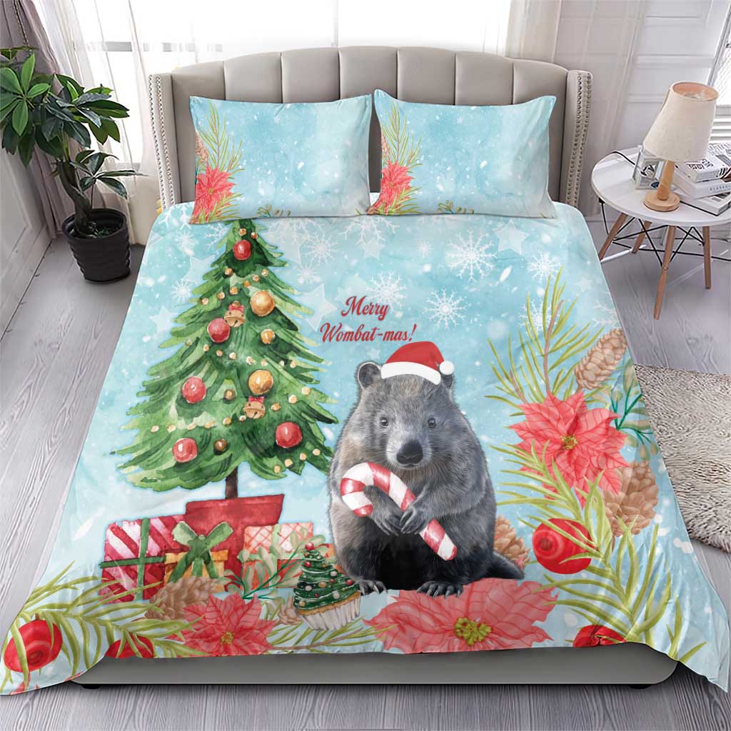 Australia Christmas Bedding Set Merry Wombat-mas Watercolor Style