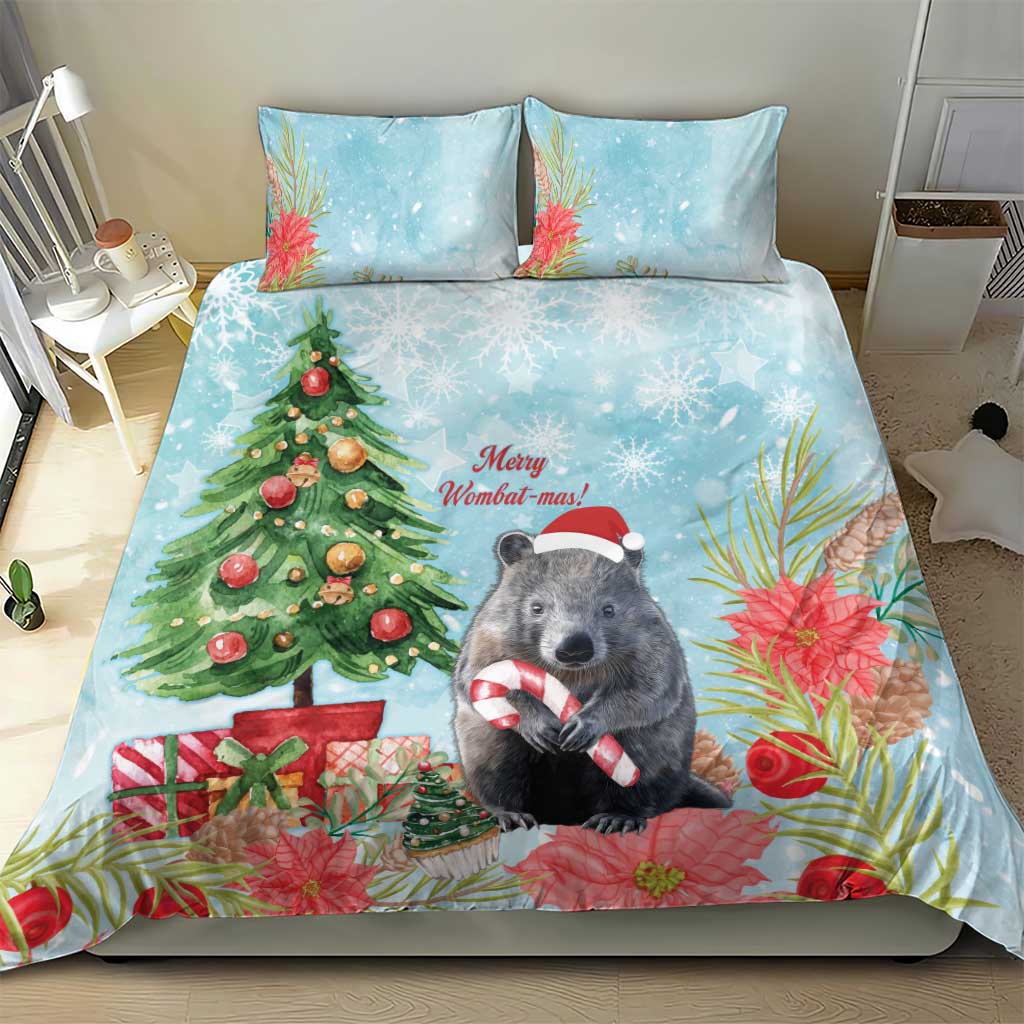 Australia Christmas Bedding Set Merry Wombat-mas Watercolor Style