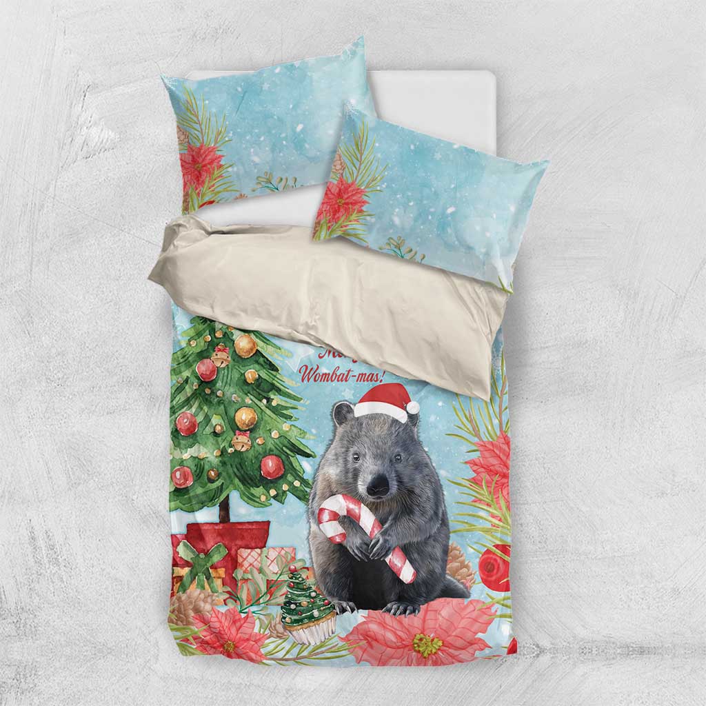 Australia Christmas Bedding Set Merry Wombat-mas Watercolor Style