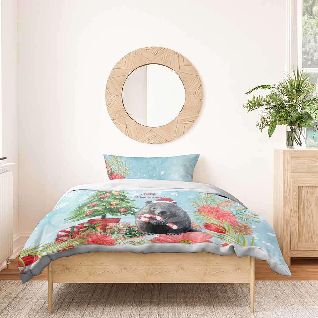 Australia Christmas Bedding Set Merry Wombat-mas Watercolor Style