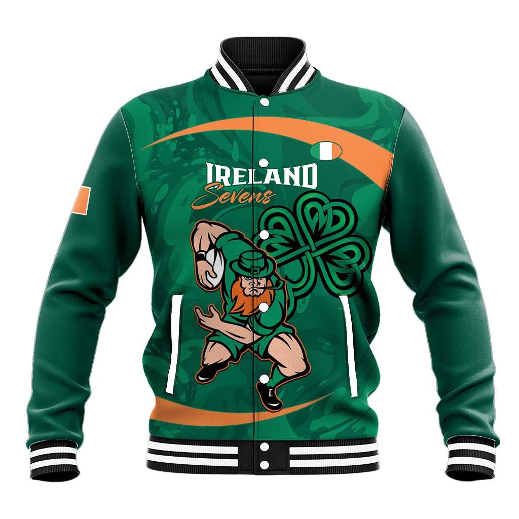 Custom Ireland Rugby Sevens Baseball Jacket Go Champions Irish Shamrock