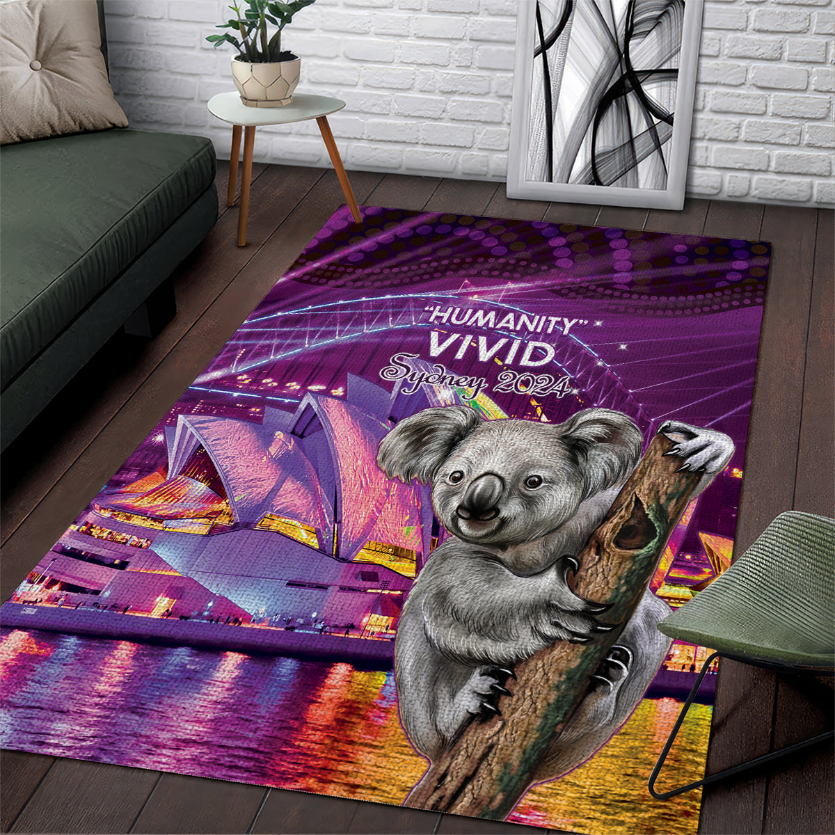 Vivid Sydney Australia Area Rug Humanity Aussie Koala Fanciful Light