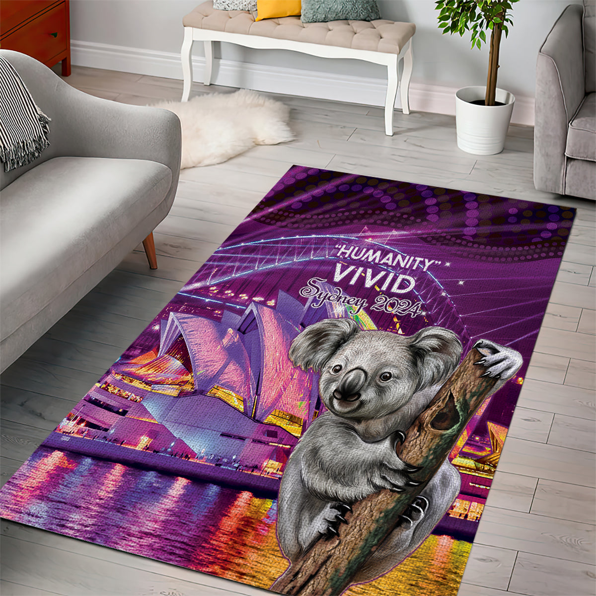 Vivid Sydney Australia Area Rug Humanity Aussie Koala Fanciful Light