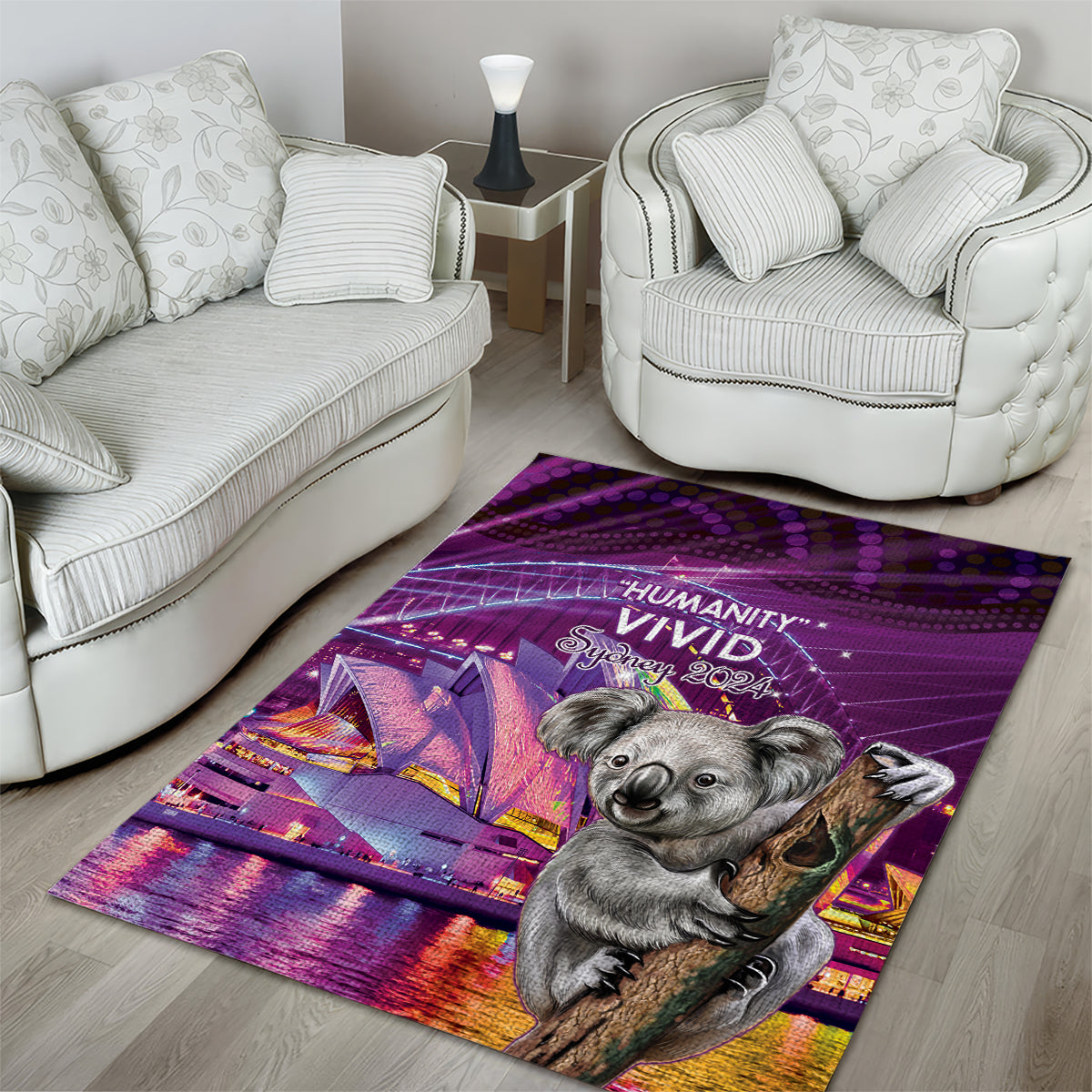 Vivid Sydney Australia Area Rug Humanity Aussie Koala Fanciful Light