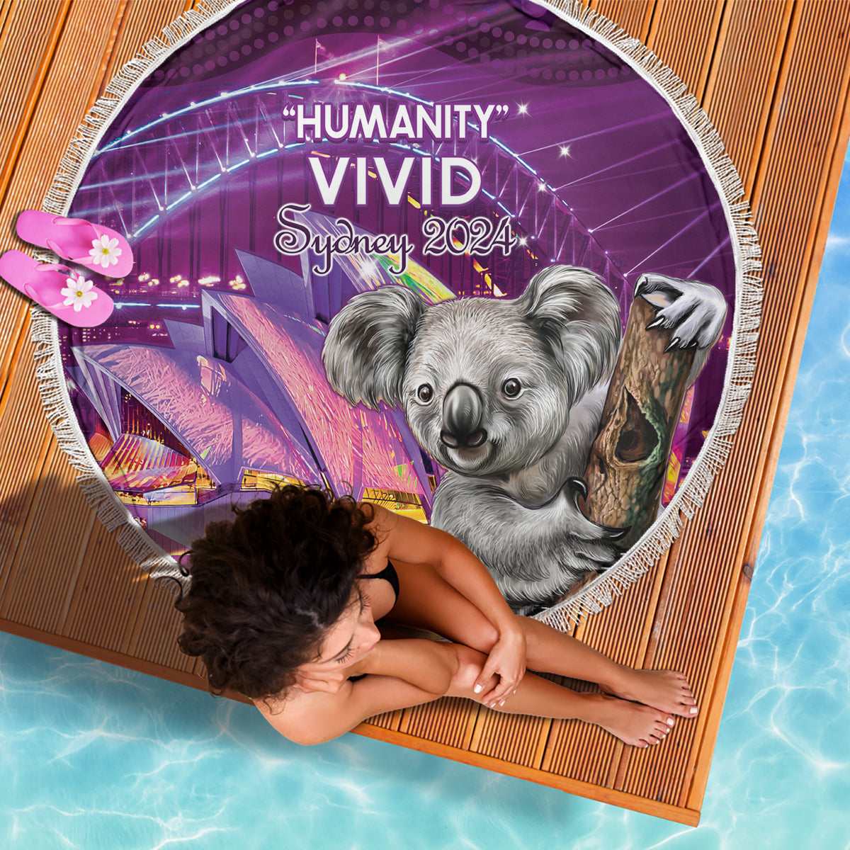 Vivid Sydney Australia Beach Blanket Humanity Aussie Koala Fanciful Light