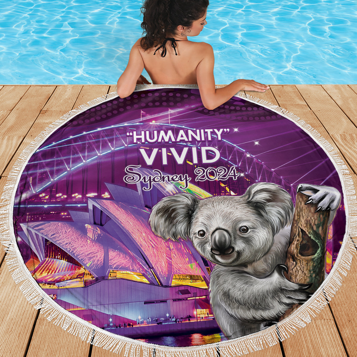 Vivid Sydney Australia Beach Blanket Humanity Aussie Koala Fanciful Light