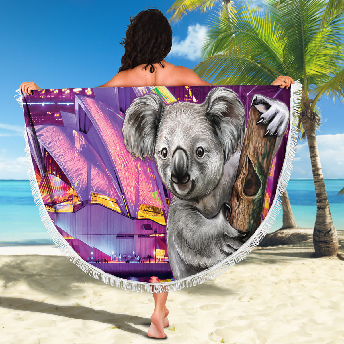 Vivid Sydney Australia Beach Blanket Humanity Aussie Koala Fanciful Light