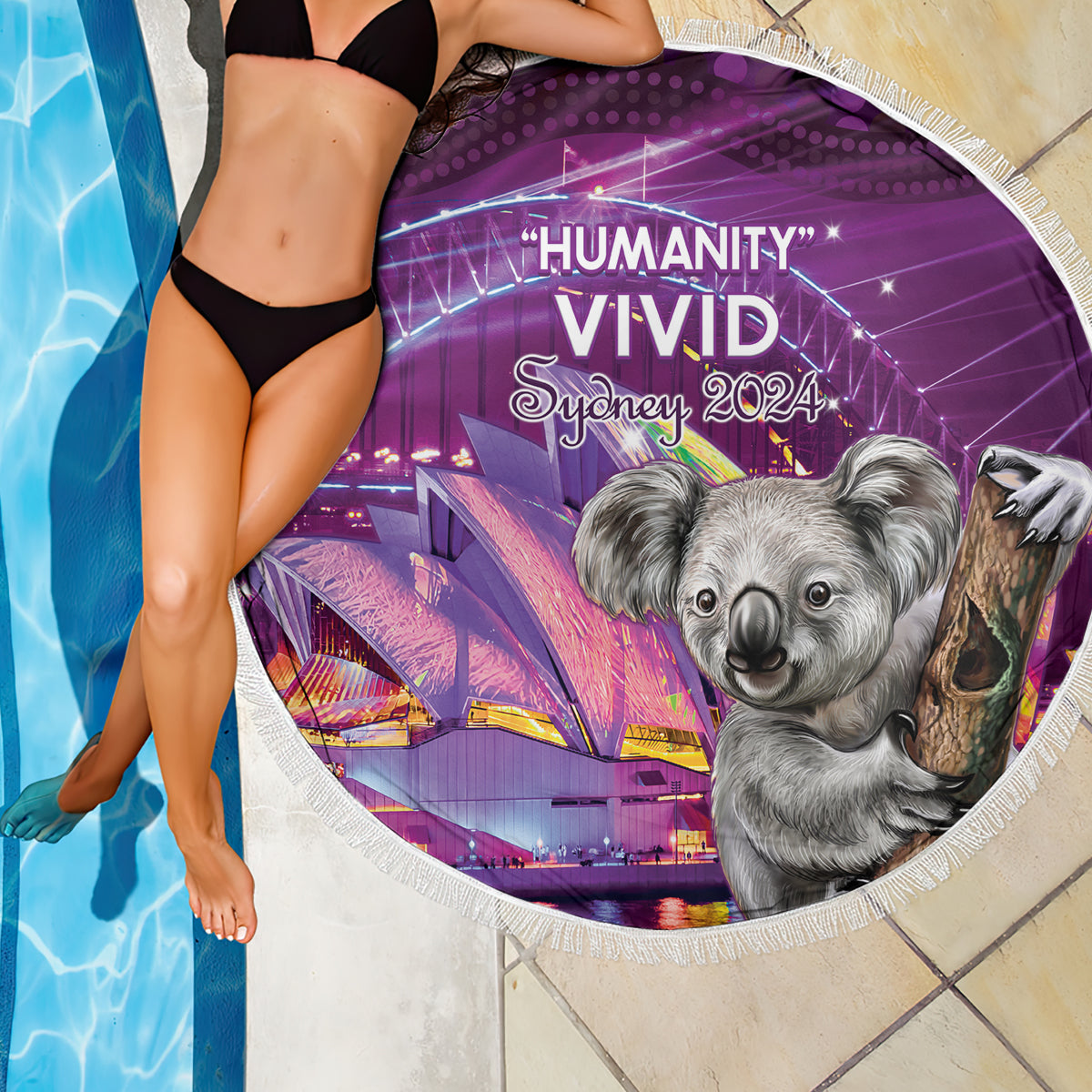 Vivid Sydney Australia Beach Blanket Humanity Aussie Koala Fanciful Light