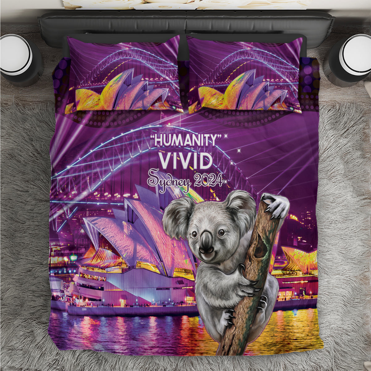 Vivid Sydney Australia Bedding Set Humanity Aussie Koala Fanciful Light