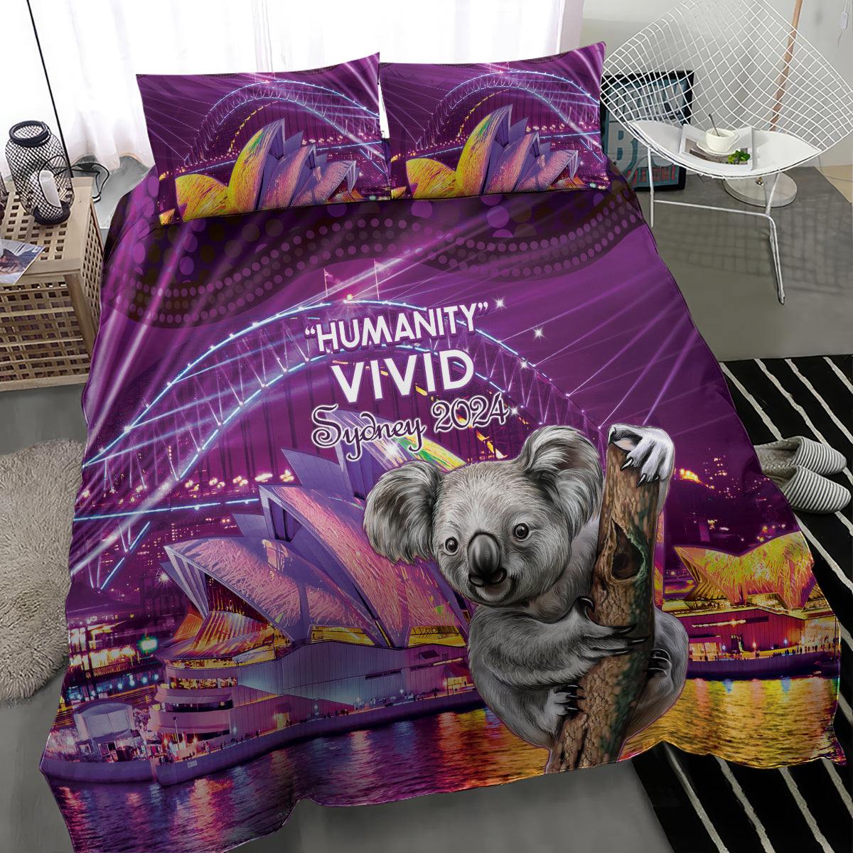 Vivid Sydney Australia Bedding Set Humanity Aussie Koala Fanciful Light