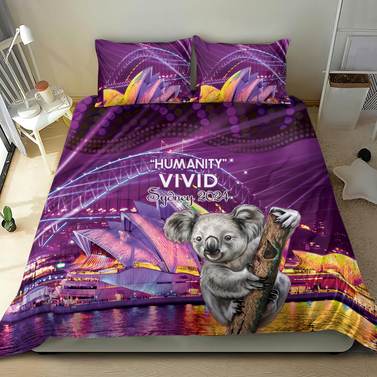 Vivid Sydney Australia Bedding Set Humanity Aussie Koala Fanciful Light