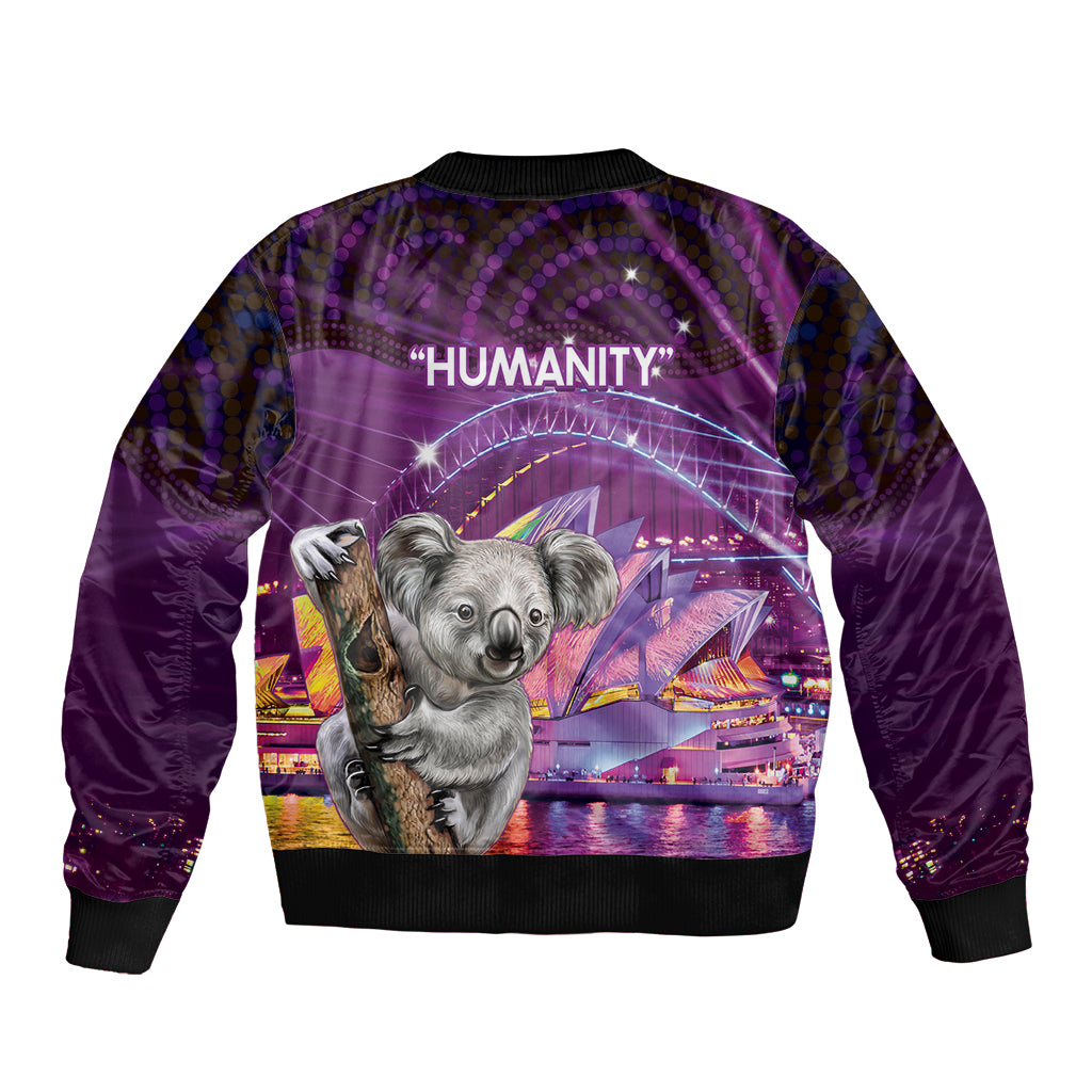 Vivid Sydney Australia Bomber Jacket Humanity Aussie Koala Fanciful Light