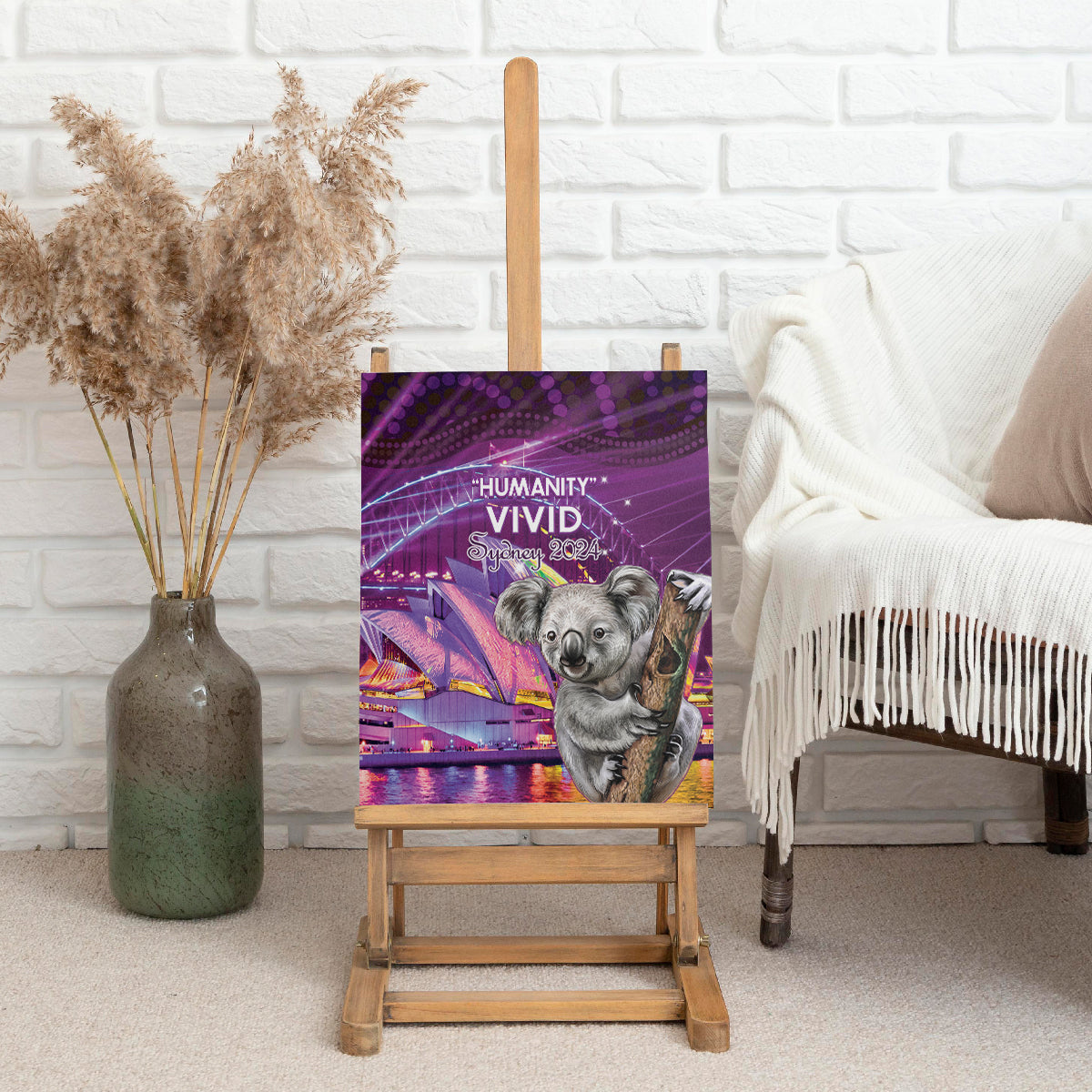 Vivid Sydney Australia Canvas Wall Art Humanity Aussie Koala Fanciful Light