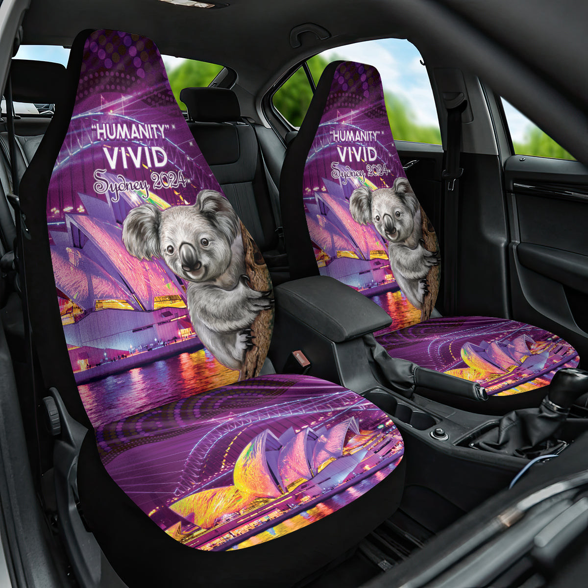 Vivid Sydney Australia Car Seat Cover Humanity Aussie Koala Fanciful Light