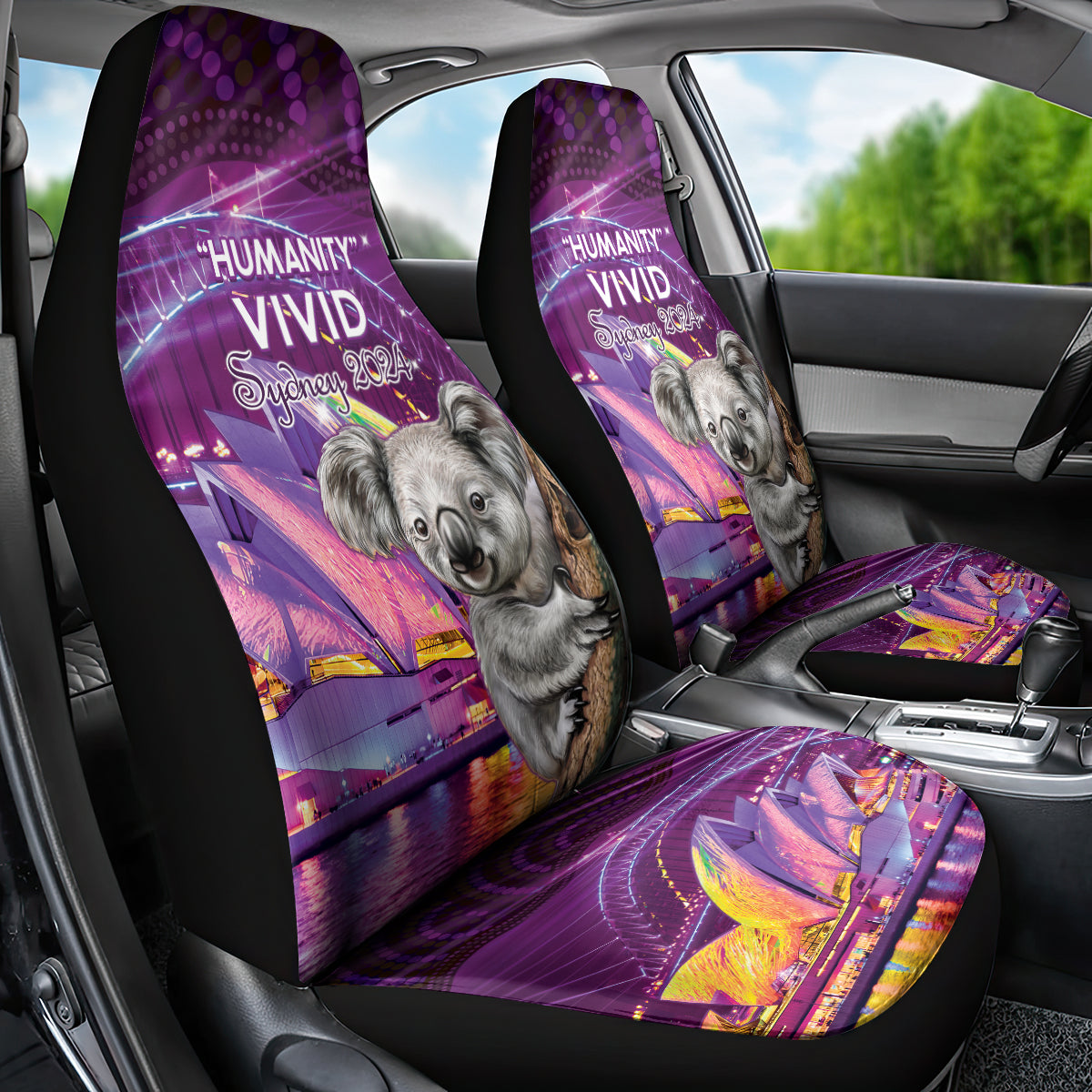 Vivid Sydney Australia Car Seat Cover Humanity Aussie Koala Fanciful Light