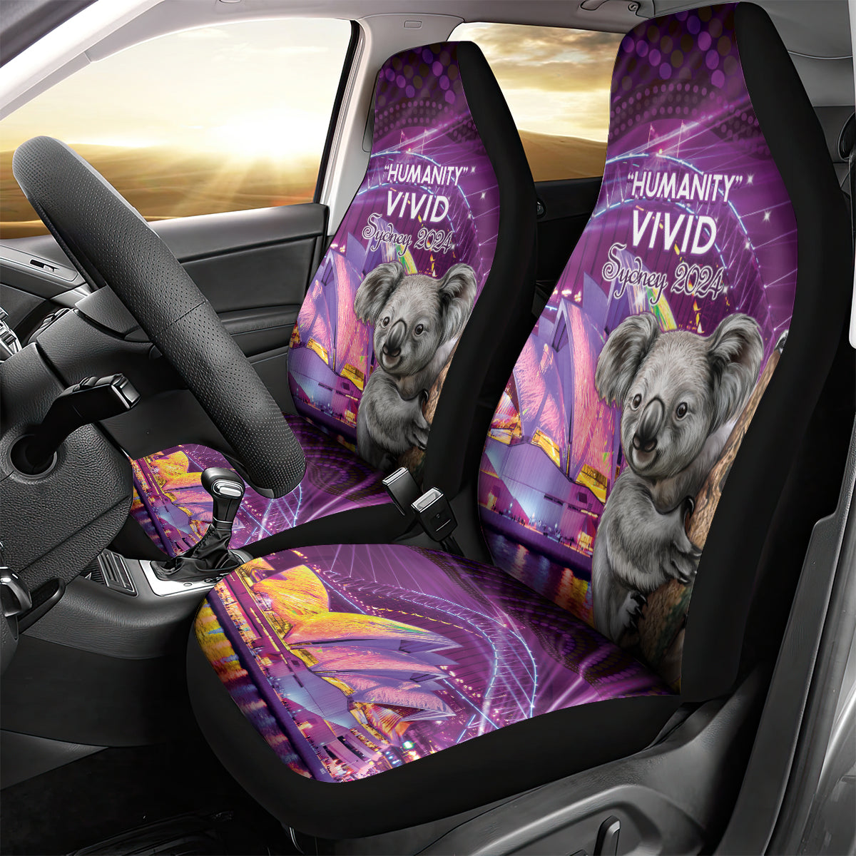 Vivid Sydney Australia Car Seat Cover Humanity Aussie Koala Fanciful Light