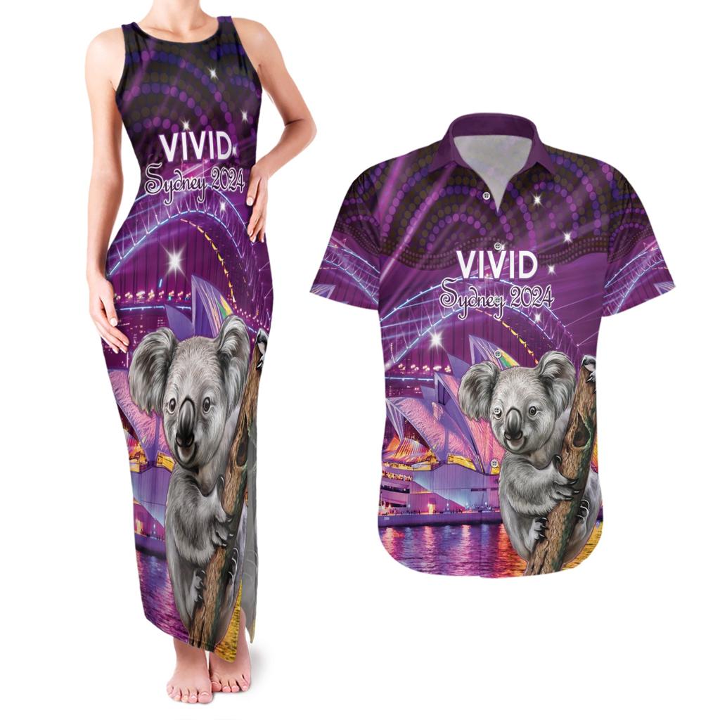 Vivid Sydney Australia Couples Matching Tank Maxi Dress and Hawaiian Shirt Humanity Aussie Koala Fanciful Light