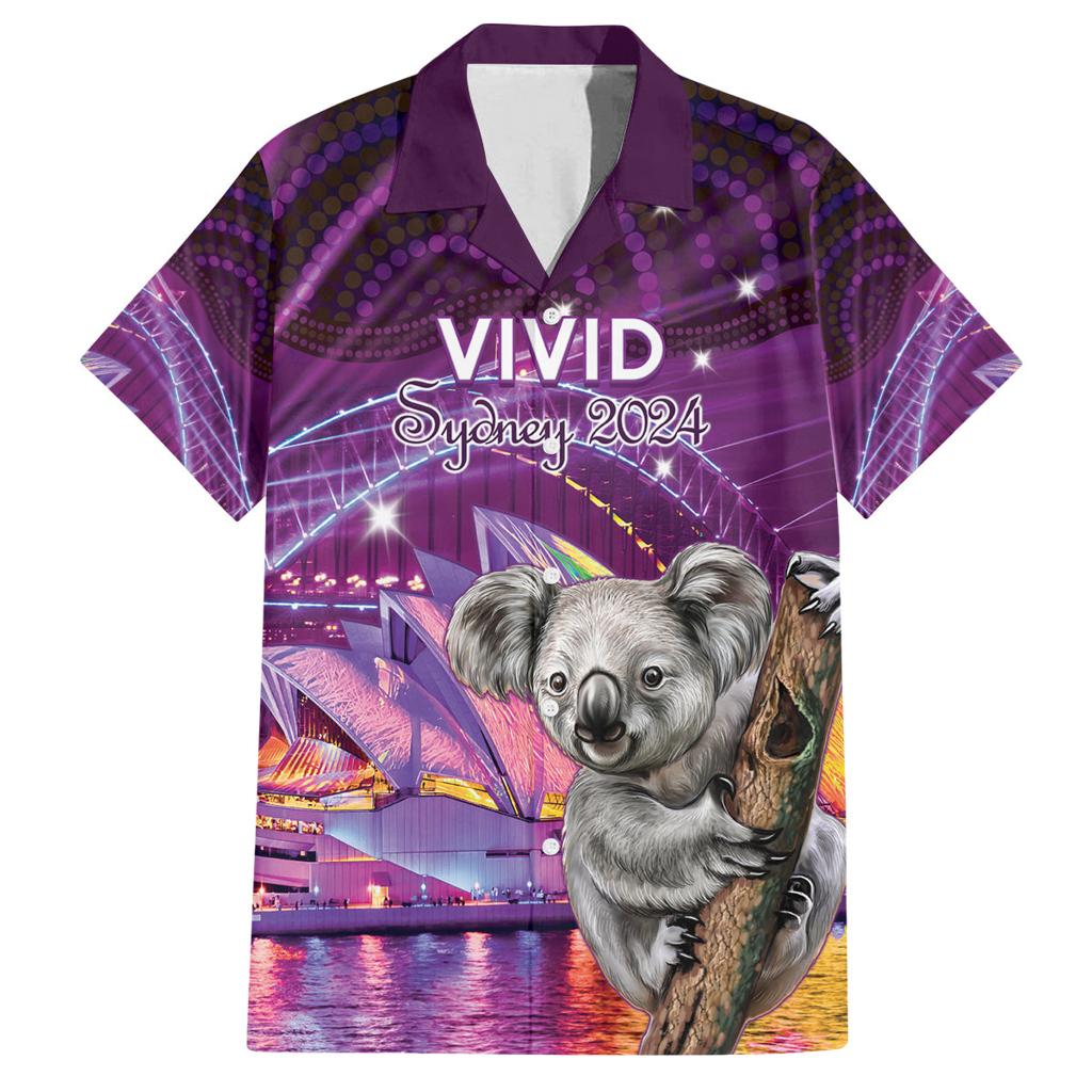 Vivid Sydney Australia Family Matching Off The Shoulder Long Sleeve Dress and Hawaiian Shirt Humanity Aussie Koala Fanciful Light