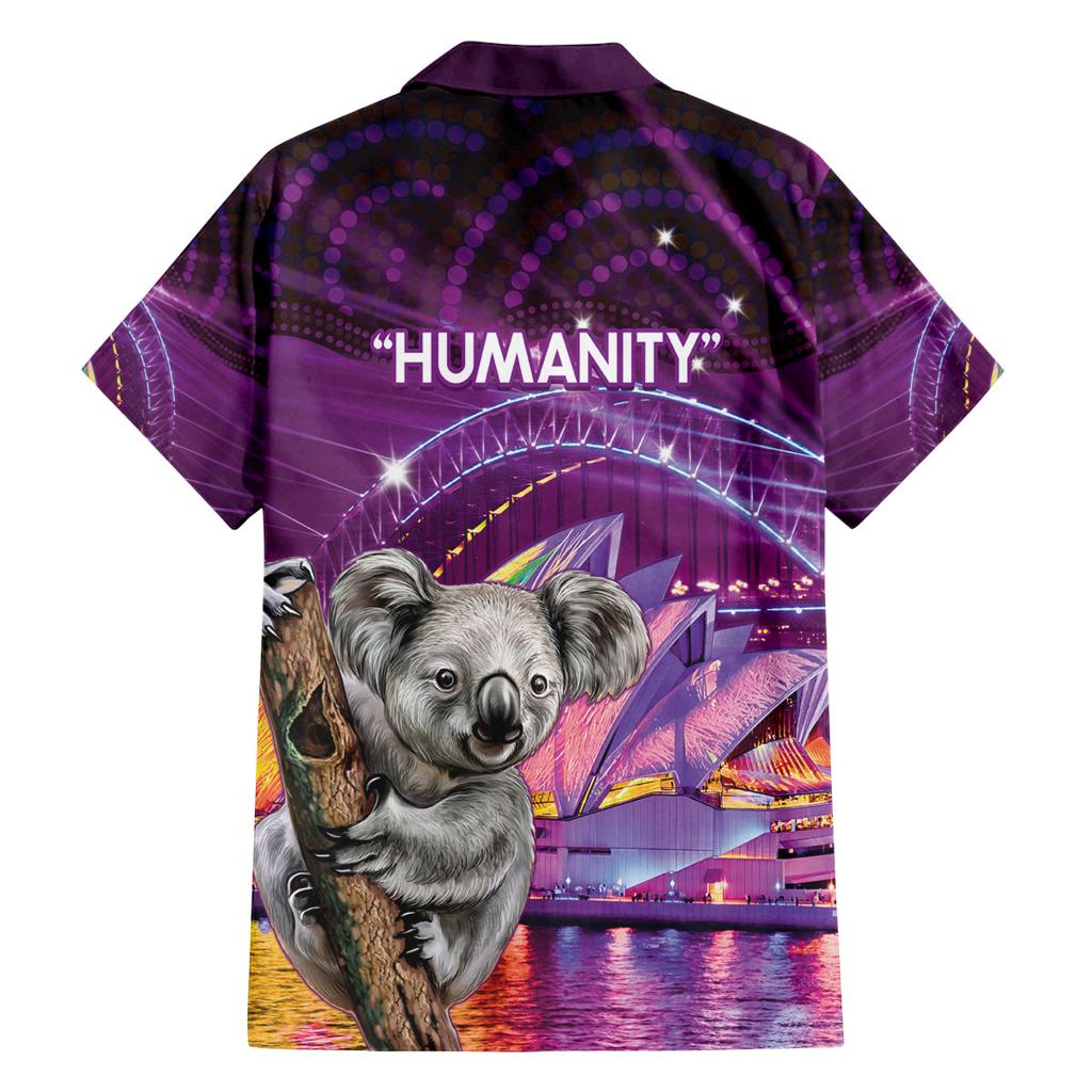 Vivid Sydney Australia Family Matching Off The Shoulder Long Sleeve Dress and Hawaiian Shirt Humanity Aussie Koala Fanciful Light