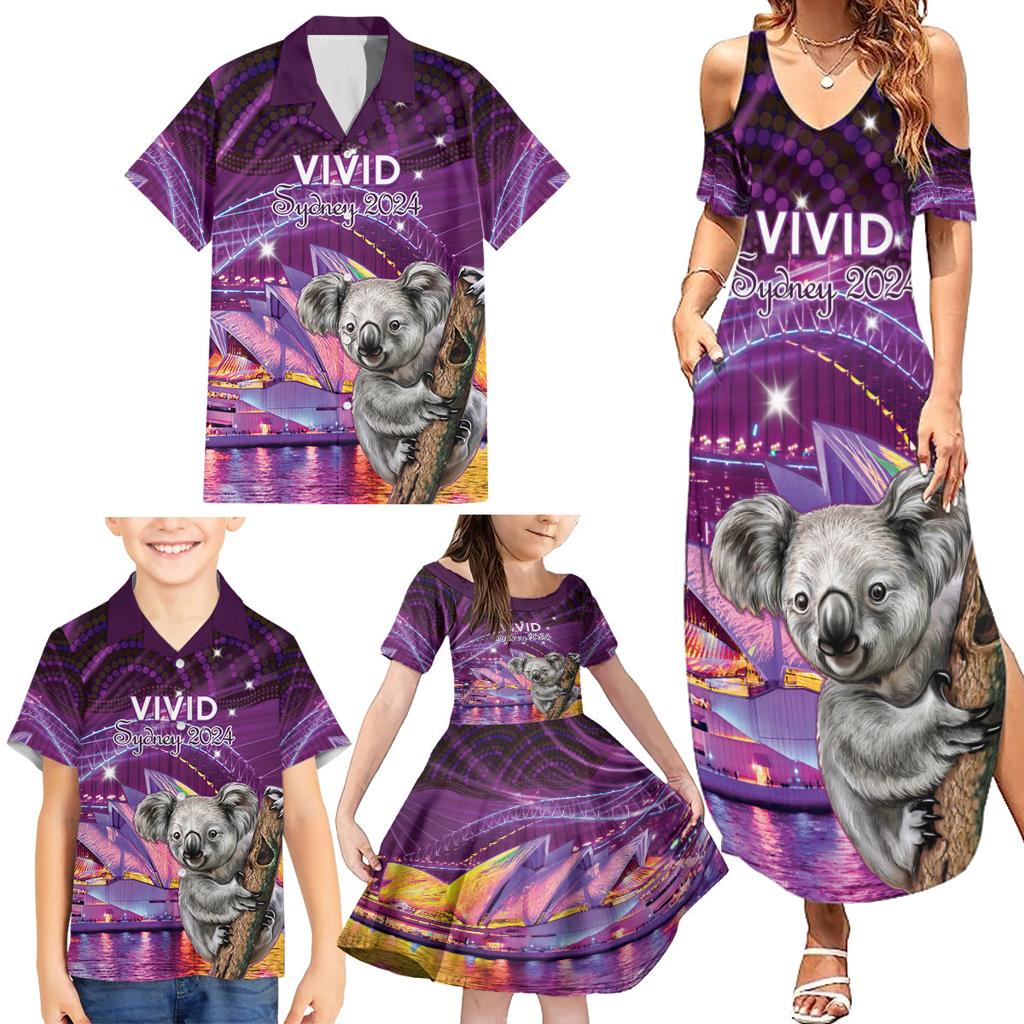 Vivid Sydney Australia Family Matching Summer Maxi Dress and Hawaiian Shirt Humanity Aussie Koala Fanciful Light