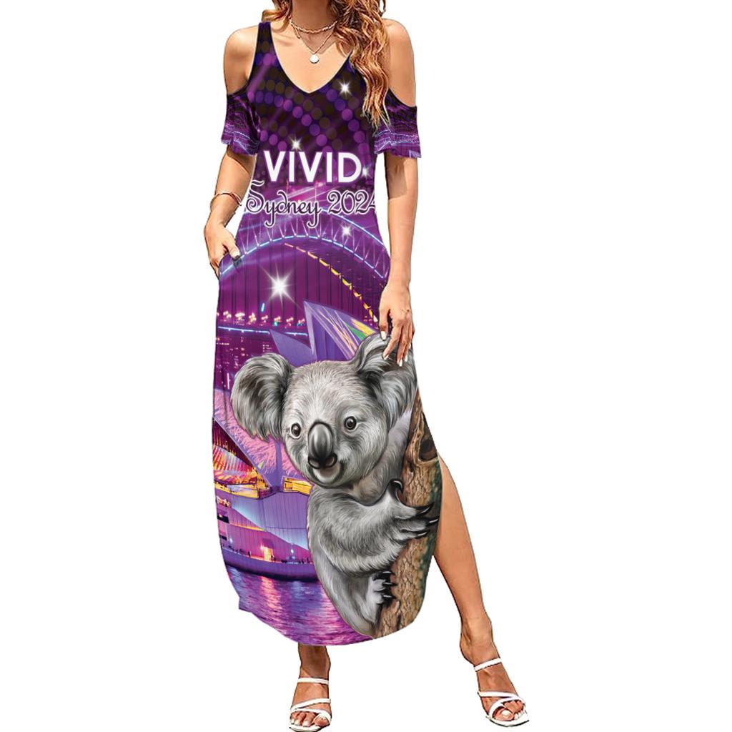 Vivid Sydney Australia Family Matching Summer Maxi Dress and Hawaiian Shirt Humanity Aussie Koala Fanciful Light