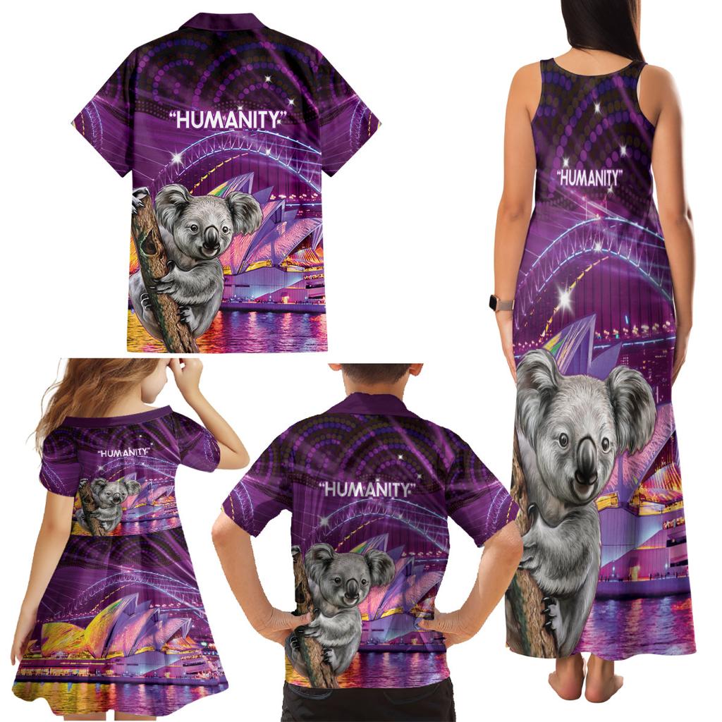 Vivid Sydney Australia Family Matching Tank Maxi Dress and Hawaiian Shirt Humanity Aussie Koala Fanciful Light