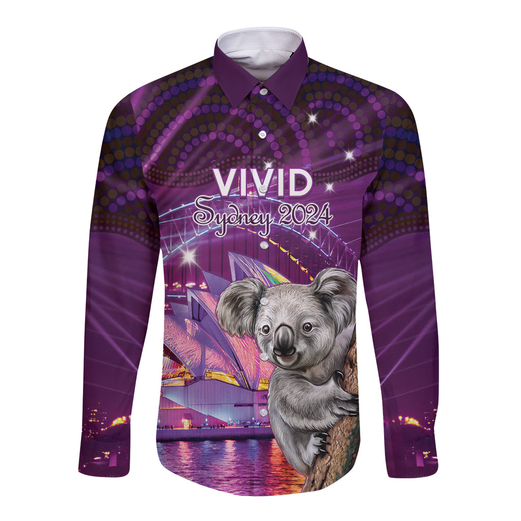 Vivid Sydney Australia Long Sleeve Button Shirt Humanity Aussie Koala Fanciful Light