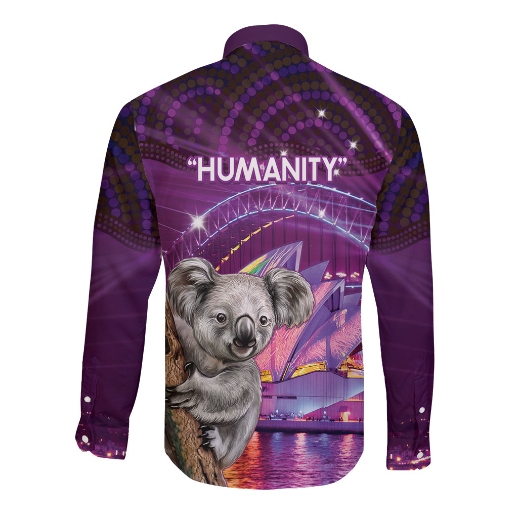 Vivid Sydney Australia Long Sleeve Button Shirt Humanity Aussie Koala Fanciful Light