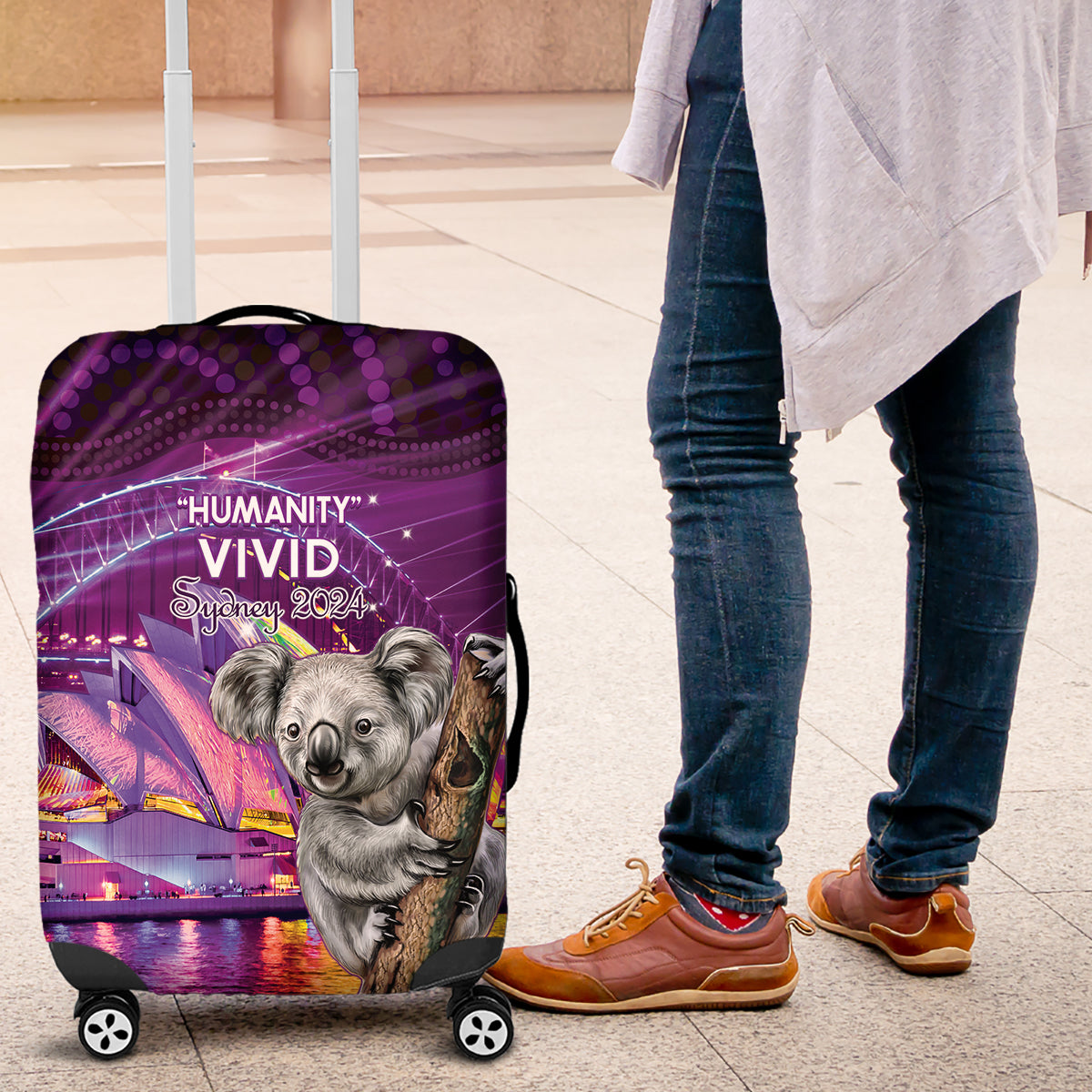 Vivid Sydney Australia Luggage Cover Humanity Aussie Koala Fanciful Light