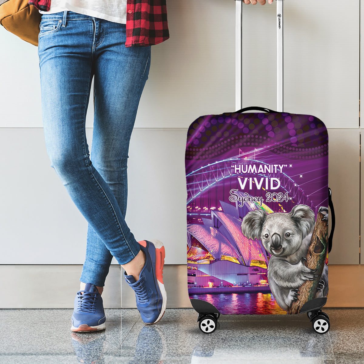 Vivid Sydney Australia Luggage Cover Humanity Aussie Koala Fanciful Light