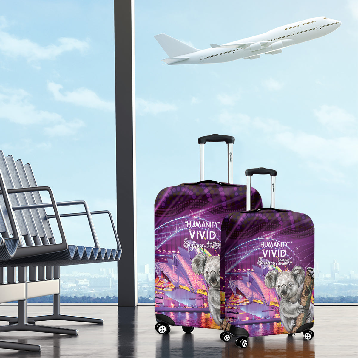 Vivid Sydney Australia Luggage Cover Humanity Aussie Koala Fanciful Light