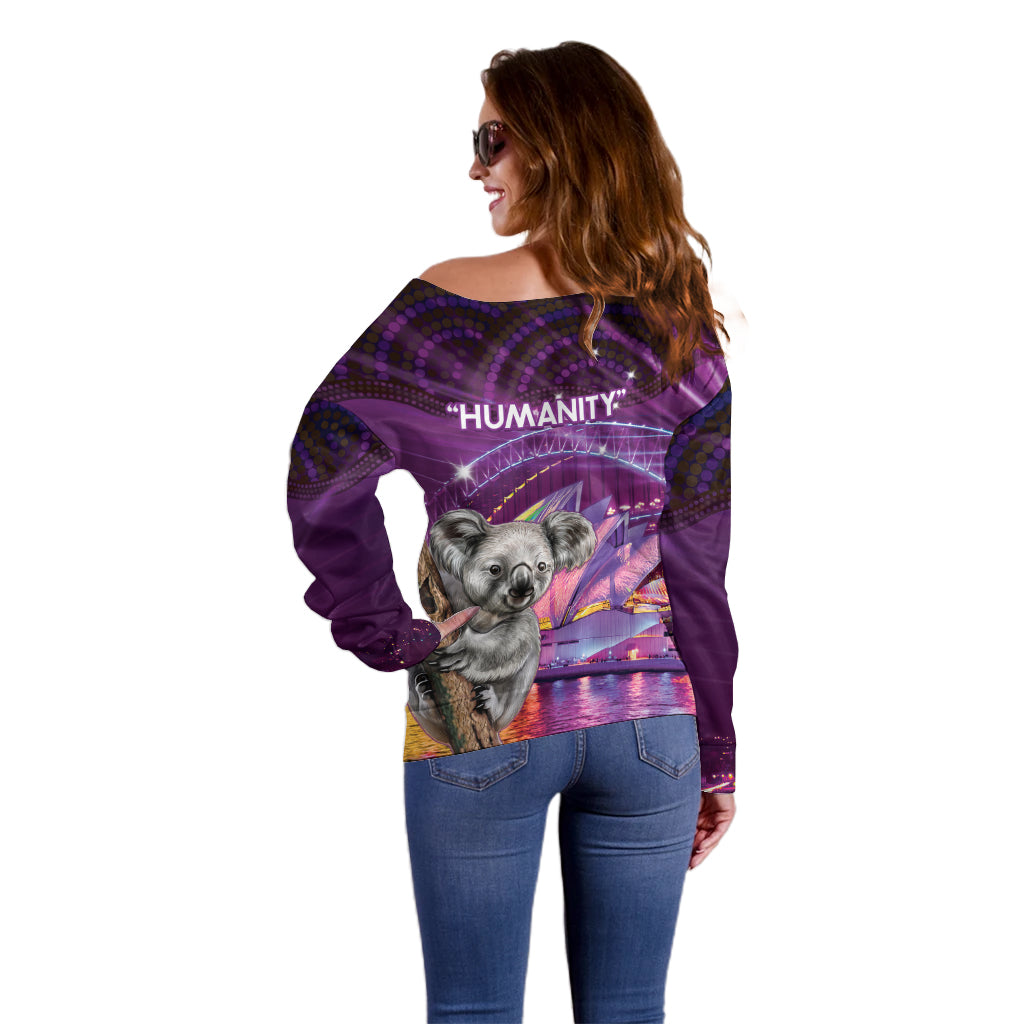 Vivid Sydney Australia Off Shoulder Sweater Humanity Aussie Koala Fanciful Light