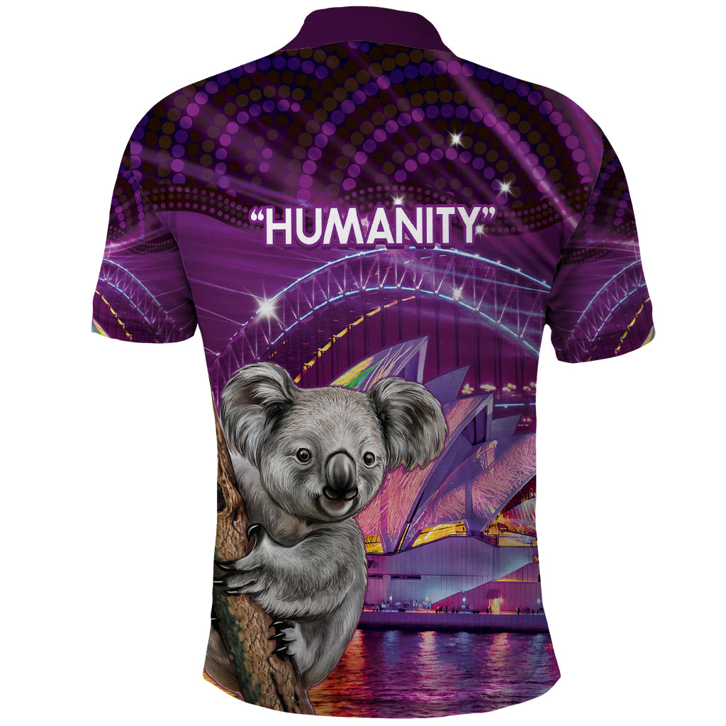 Vivid Sydney Australia Polo Shirt Humanity Aussie Koala Fanciful Light