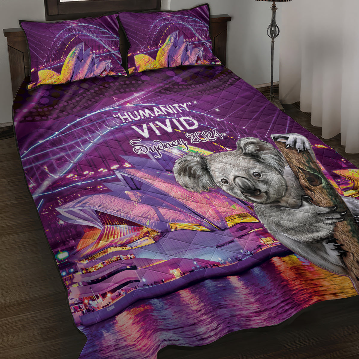 Vivid Sydney Australia Quilt Bed Set Humanity Aussie Koala Fanciful Light