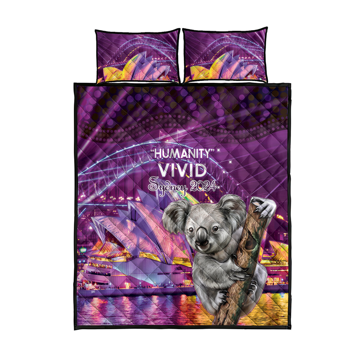 Vivid Sydney Australia Quilt Bed Set Humanity Aussie Koala Fanciful Light