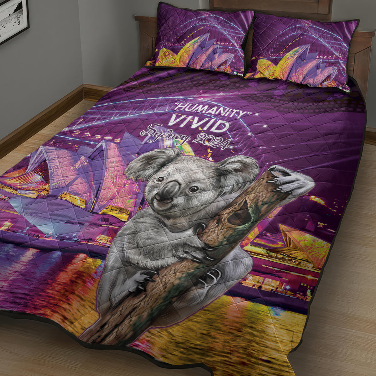 Vivid Sydney Australia Quilt Bed Set Humanity Aussie Koala Fanciful Light