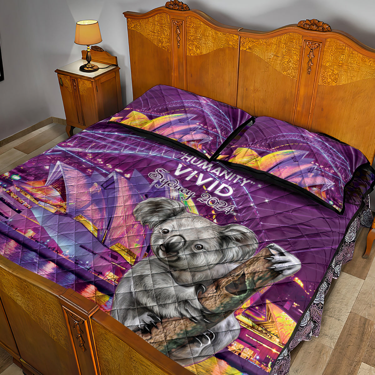 Vivid Sydney Australia Quilt Bed Set Humanity Aussie Koala Fanciful Light