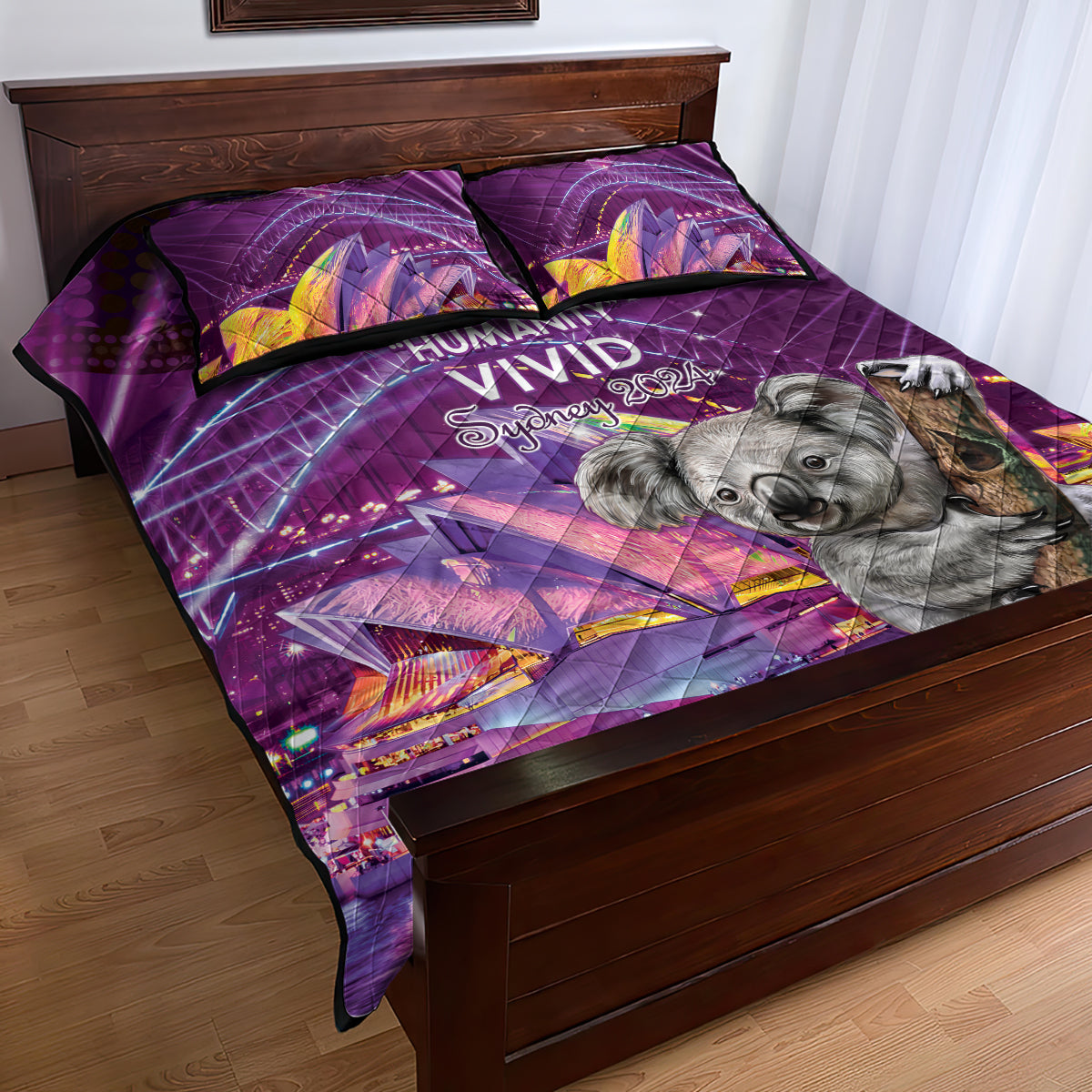 Vivid Sydney Australia Quilt Bed Set Humanity Aussie Koala Fanciful Light