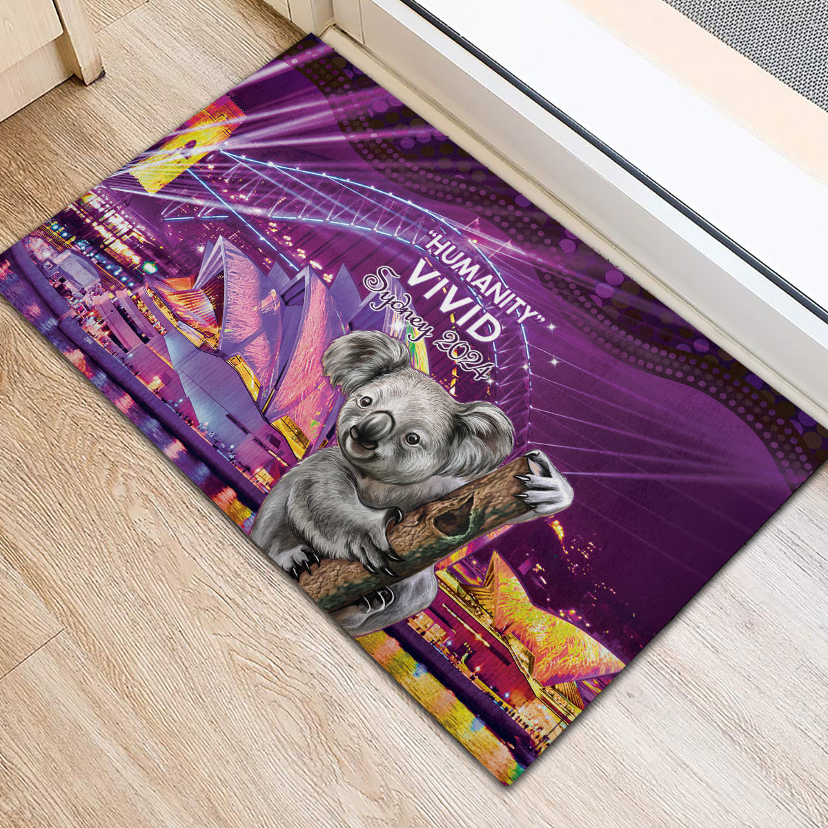 Vivid Sydney Australia Rubber Doormat Humanity Aussie Koala Fanciful Light