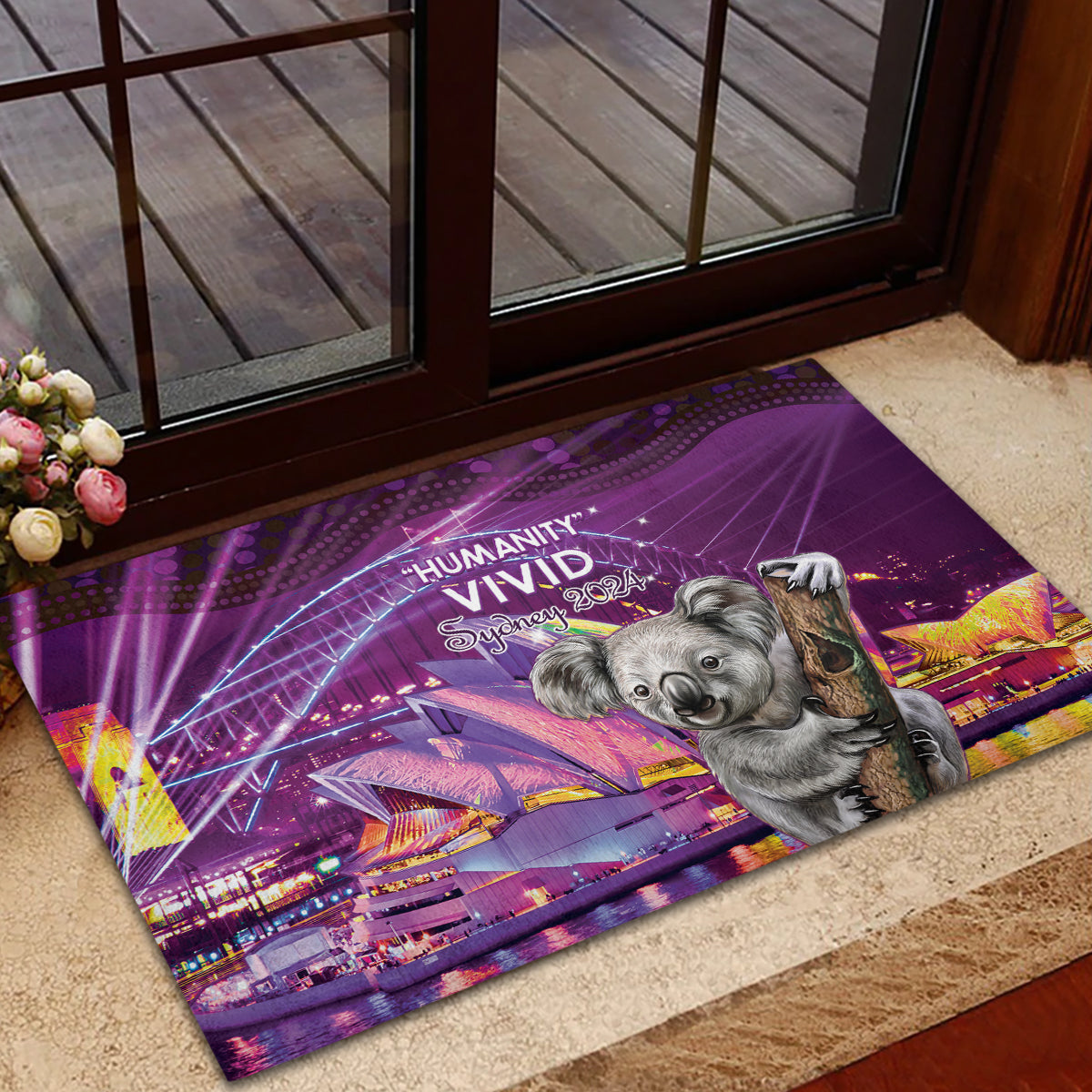 Vivid Sydney Australia Rubber Doormat Humanity Aussie Koala Fanciful Light