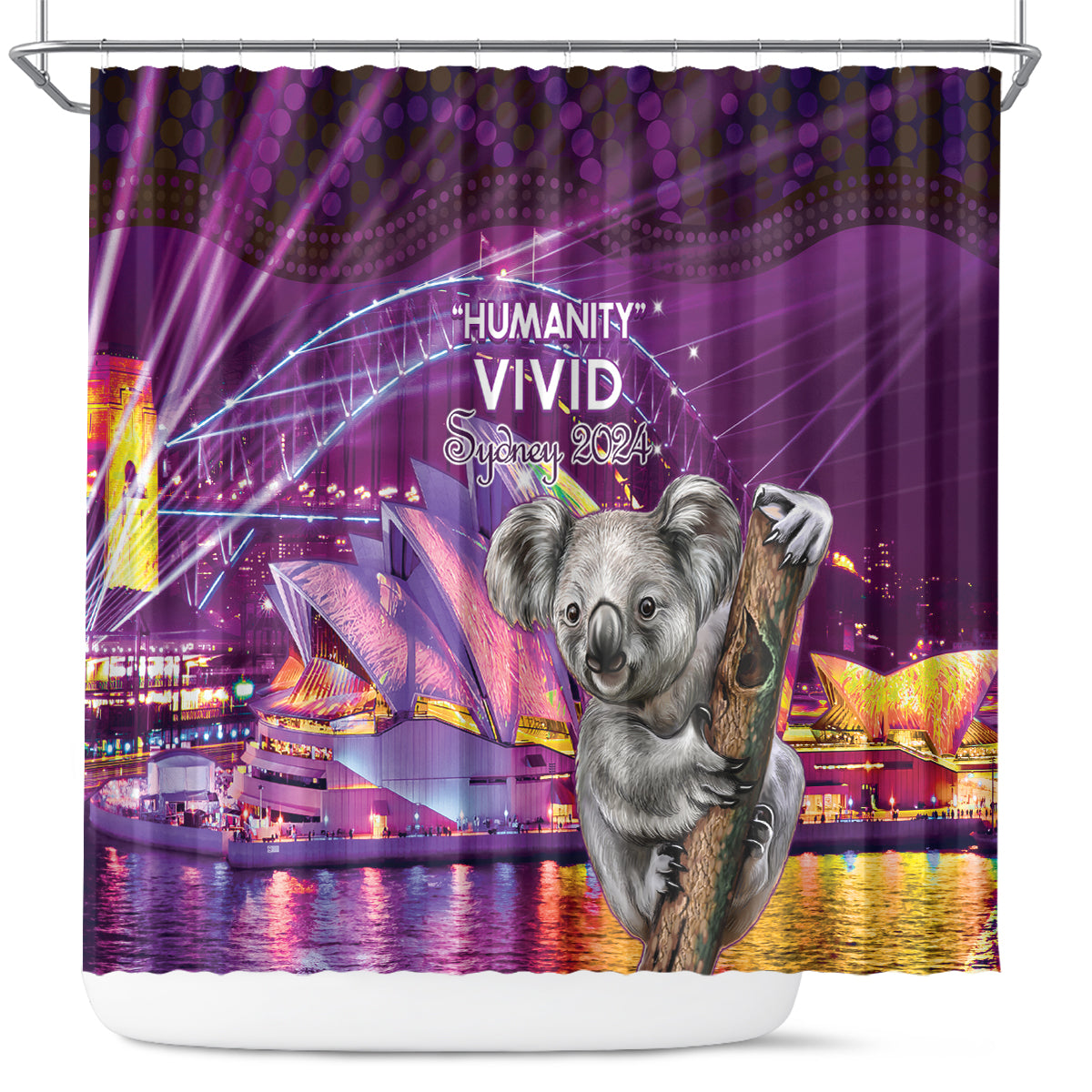 Vivid Sydney Australia Shower Curtain Humanity Aussie Koala Fanciful Light