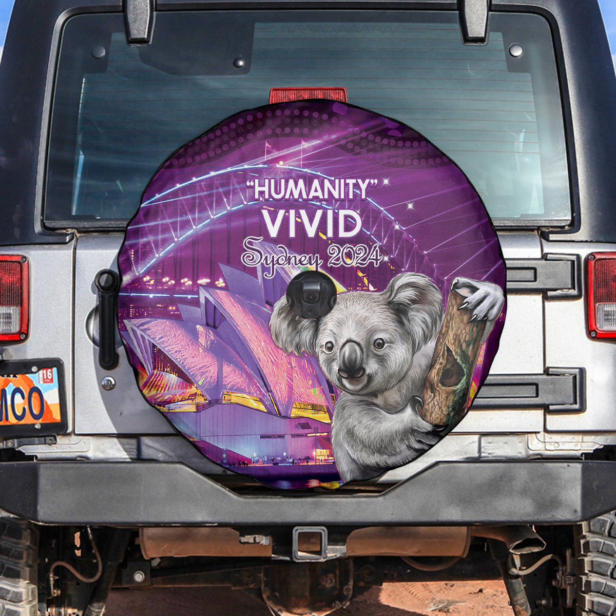 Vivid Sydney Australia Spare Tire Cover Humanity Aussie Koala Fanciful Light