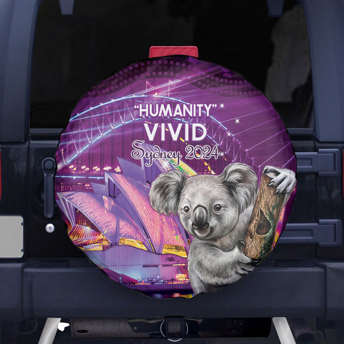 Vivid Sydney Australia Spare Tire Cover Humanity Aussie Koala Fanciful Light