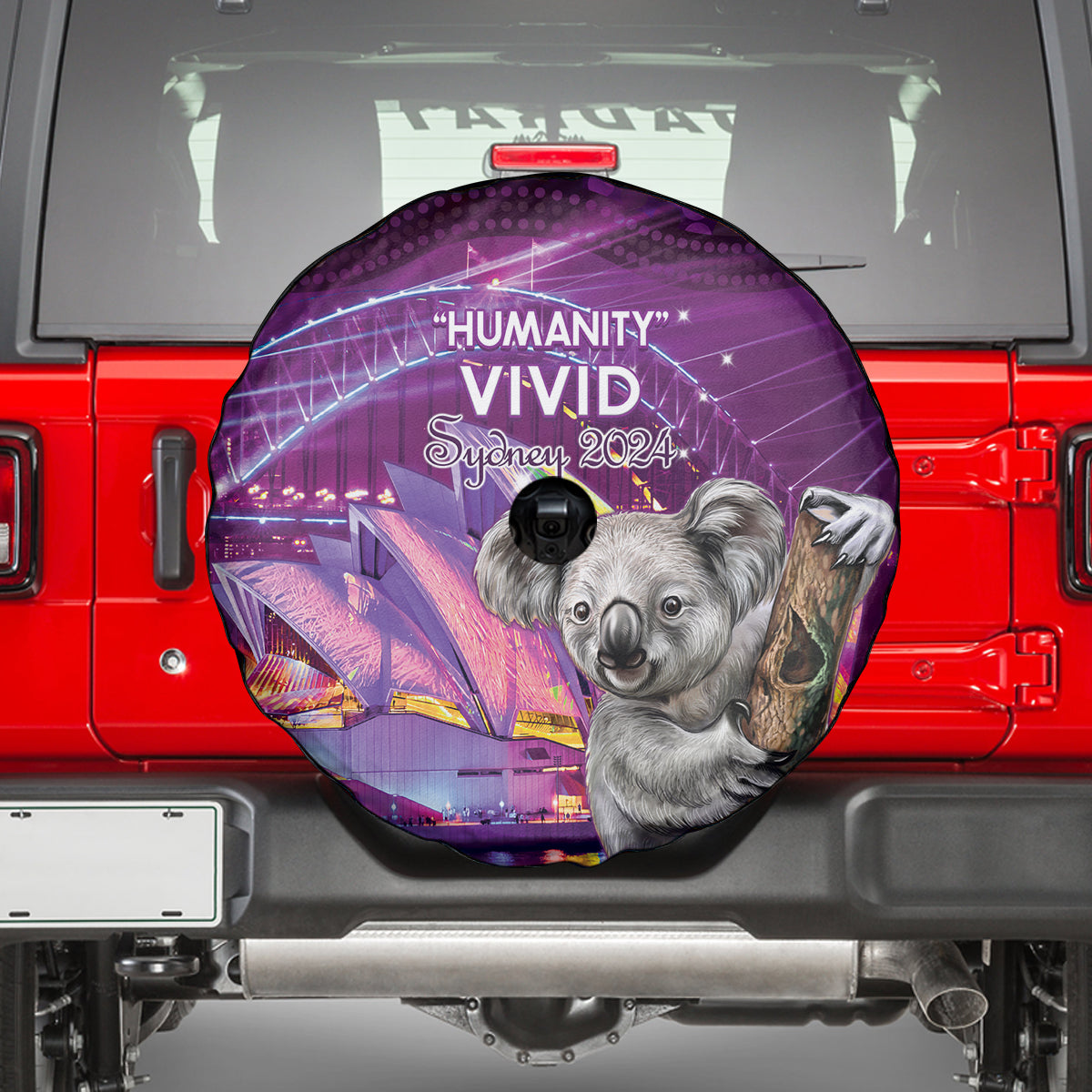 Vivid Sydney Australia Spare Tire Cover Humanity Aussie Koala Fanciful Light