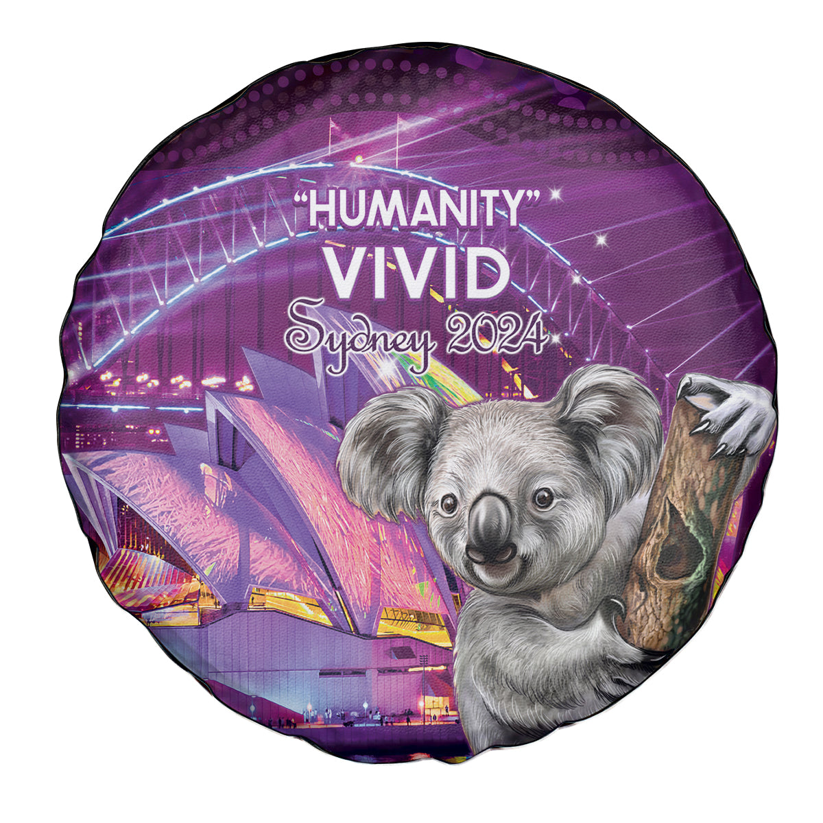 Vivid Sydney Australia Spare Tire Cover Humanity Aussie Koala Fanciful Light