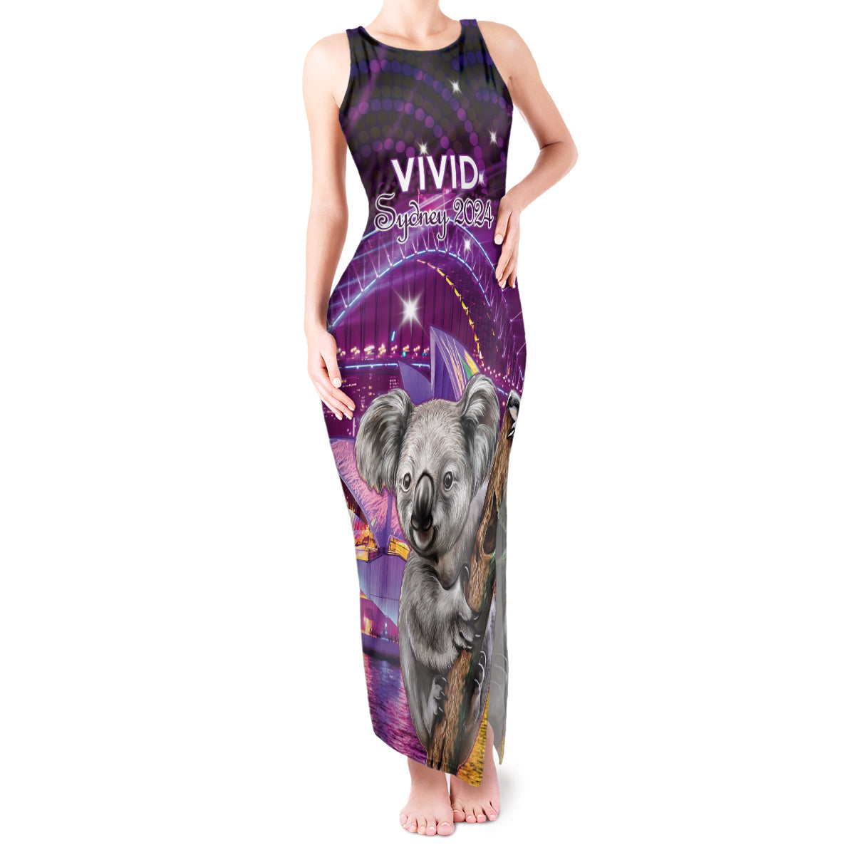 Vivid Sydney Australia Tank Maxi Dress Humanity Aussie Koala Fanciful Light