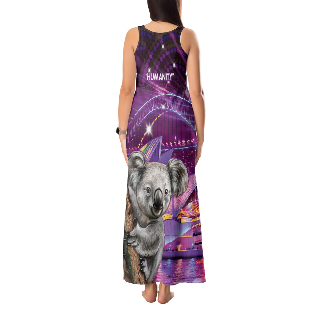 Vivid Sydney Australia Tank Maxi Dress Humanity Aussie Koala Fanciful Light