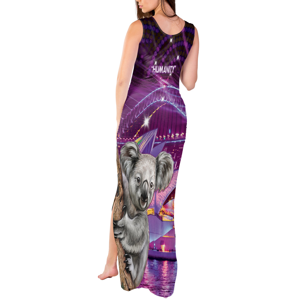 Vivid Sydney Australia Tank Maxi Dress Humanity Aussie Koala Fanciful Light