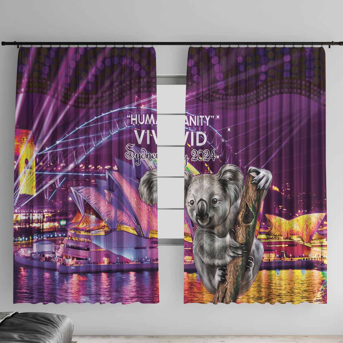 Vivid Sydney Australia Window Curtain Humanity Aussie Koala Fanciful Light