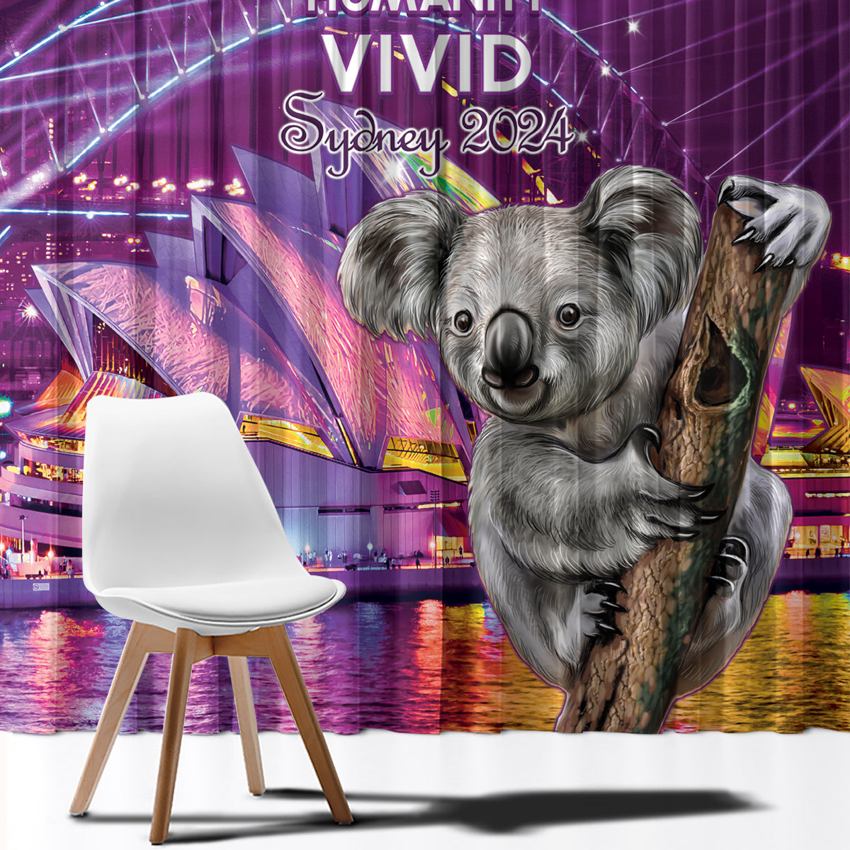 Vivid Sydney Australia Window Curtain Humanity Aussie Koala Fanciful Light